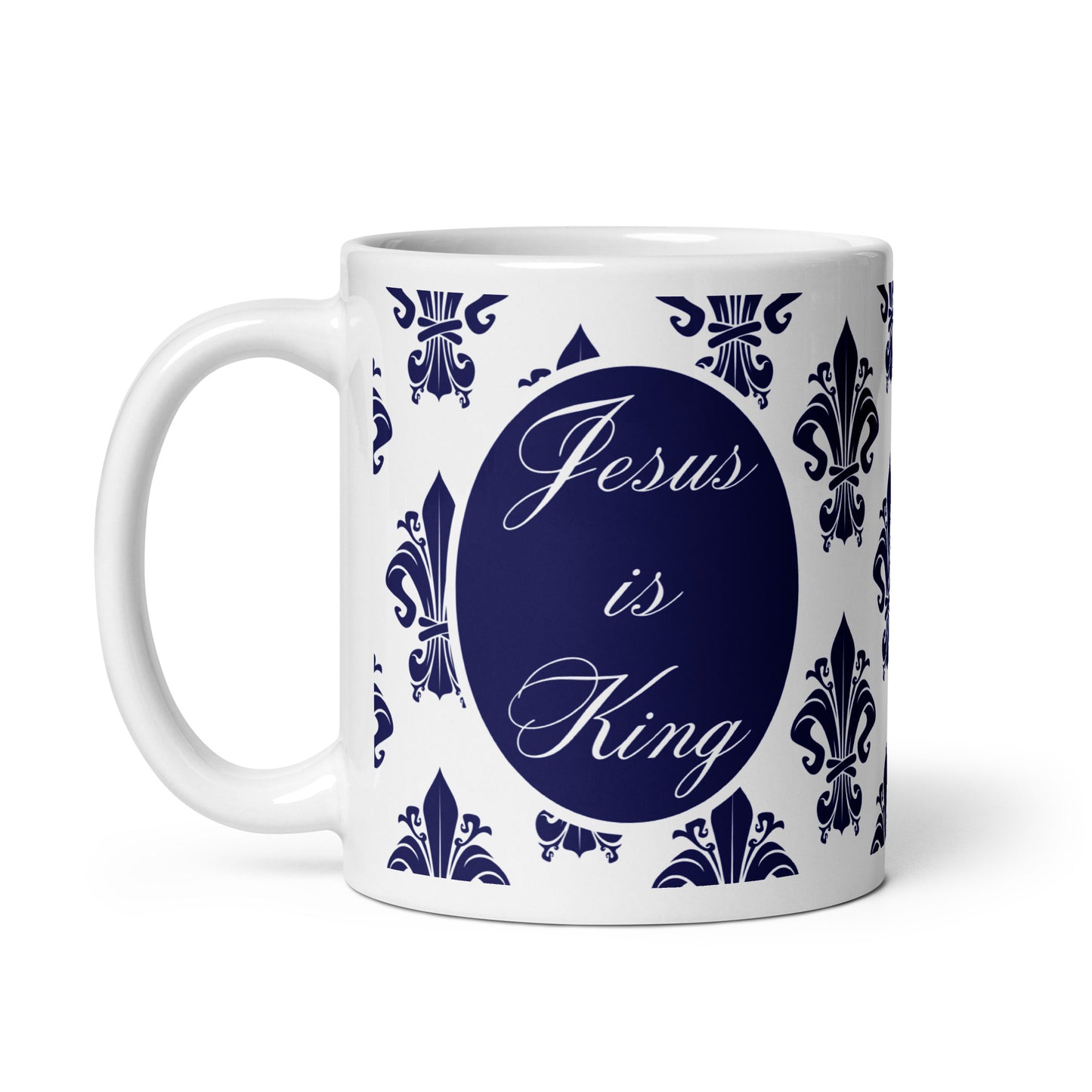 Jesus is King Blue Christian Mug | White Glossy Christian Mug Gift