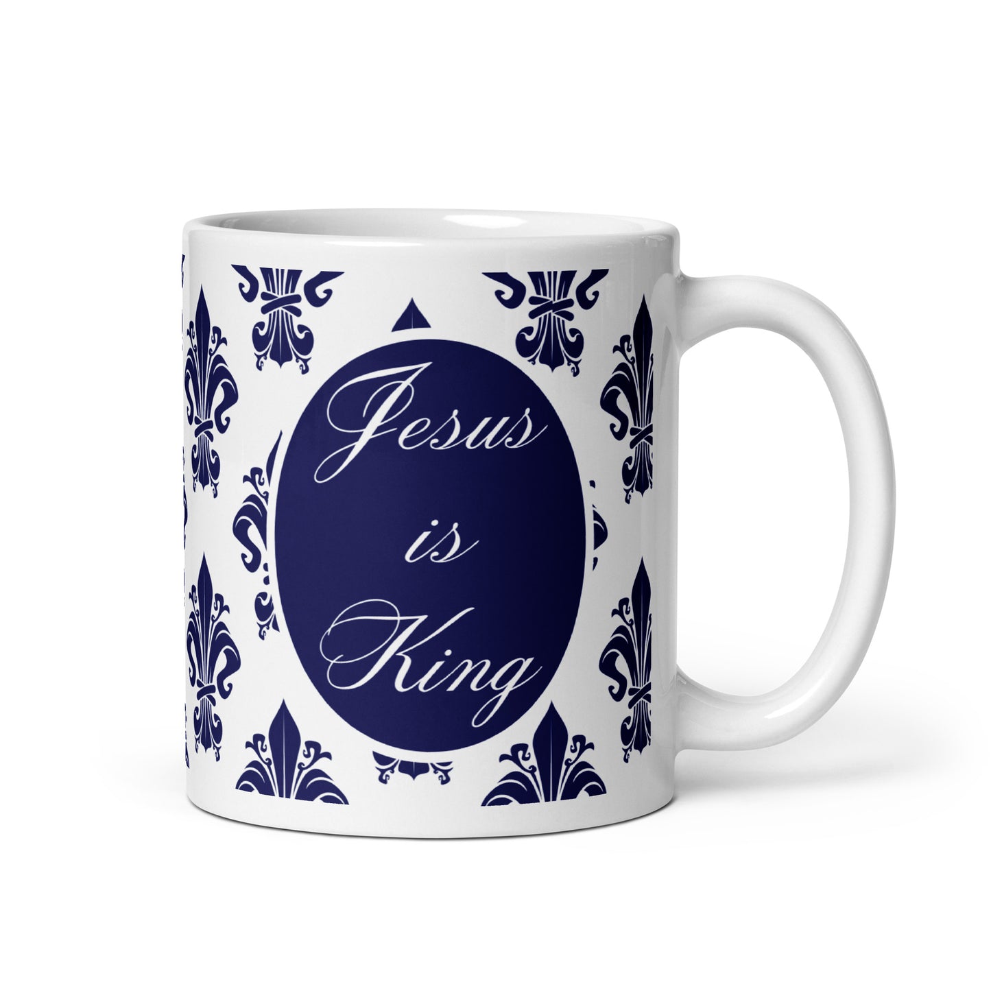 Jesus is King Blue Christian Mug | White Glossy Christian Mug Gift