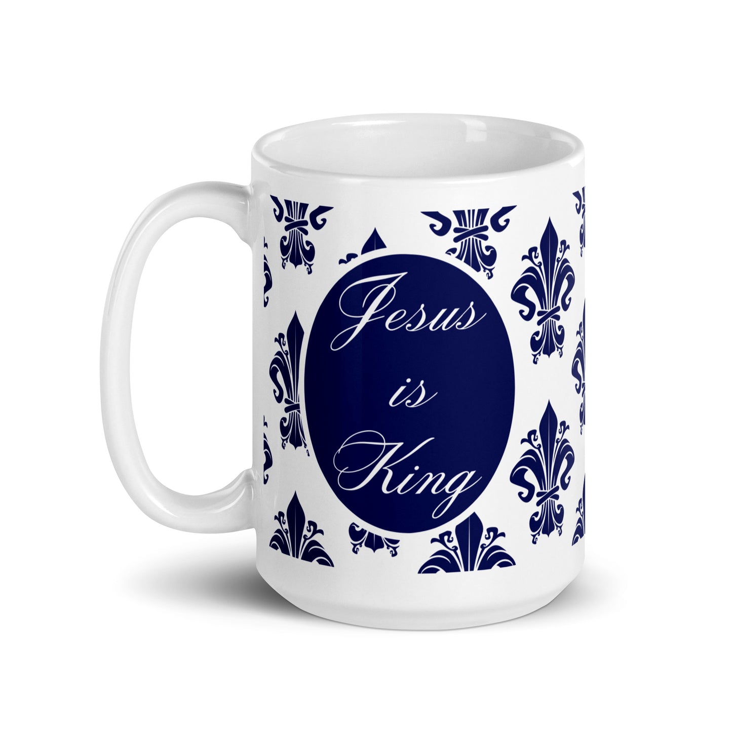 Jesus is King Blue Christian Mug | White Glossy Christian Mug Gift